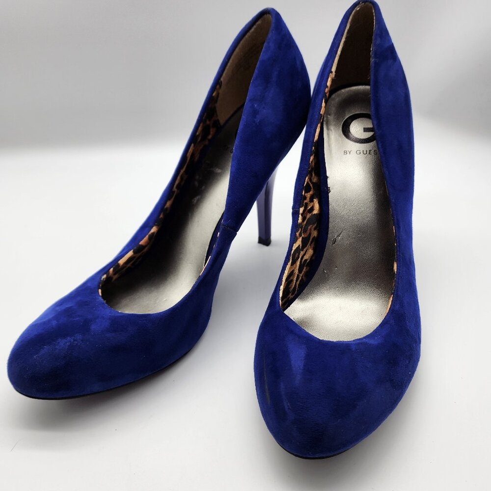 G by GUESS High Heels Size 10 Womens Pointed Suede Dress Platform Heels Blue